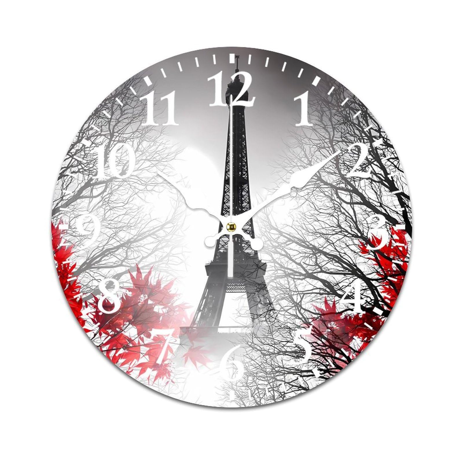 Amazon.co.jp: エッフェル塔 掛け時計 PVC壁掛け時計 静音 連続秒針